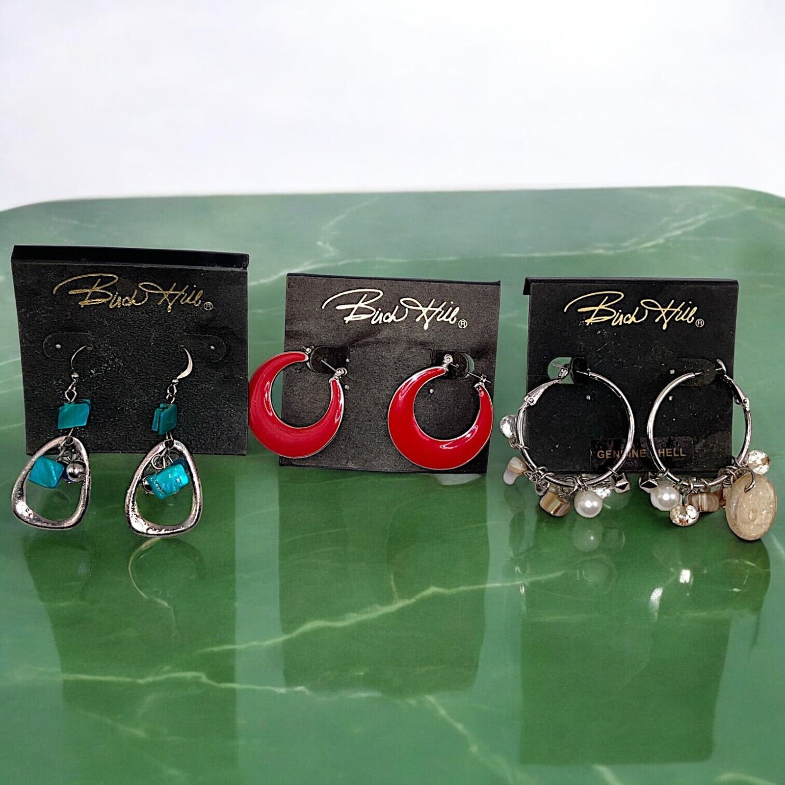 New With Tags! Vintage Lot Of 3 Pairs Of Birch Hill Earrings Lot! One Shell!